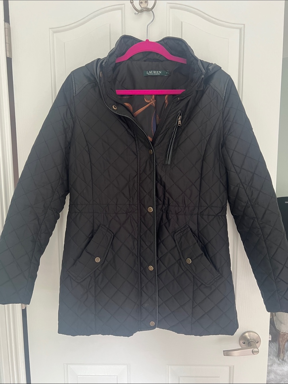 Lauren Ralph Lauren Black Diamond-Quilted Hooded Puffer Jacket